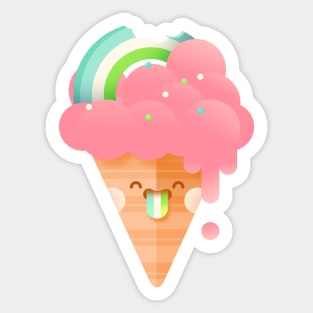 Strawberry Rainbow Ice Cream Sticker